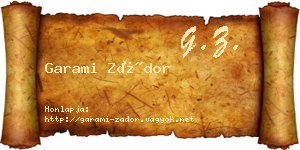 Garami Zádor névjegykártya